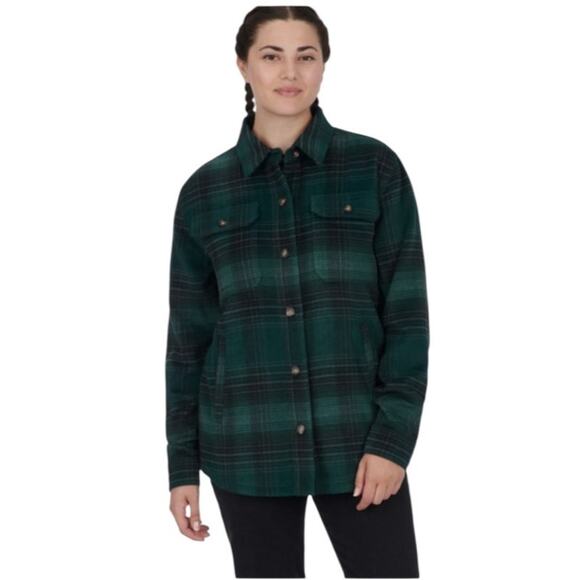 Ski-Doo Womens Sz Small NEW Green Lifestyle Plaid Button Down Flannel Overshirt - Picture 11 of 14